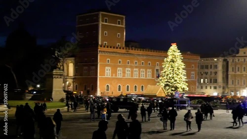 Christmas tree at night, at Piazza Venezia, Rome