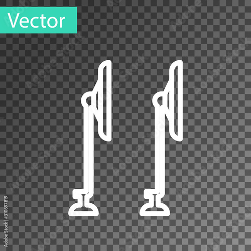 White line Windscreen wiper icon isolated on transparent background. Vector Illustration
