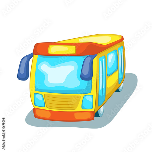 Travel bus isolated. City transport cartoon vector illustration on white background. Intercity or tourist bus logo