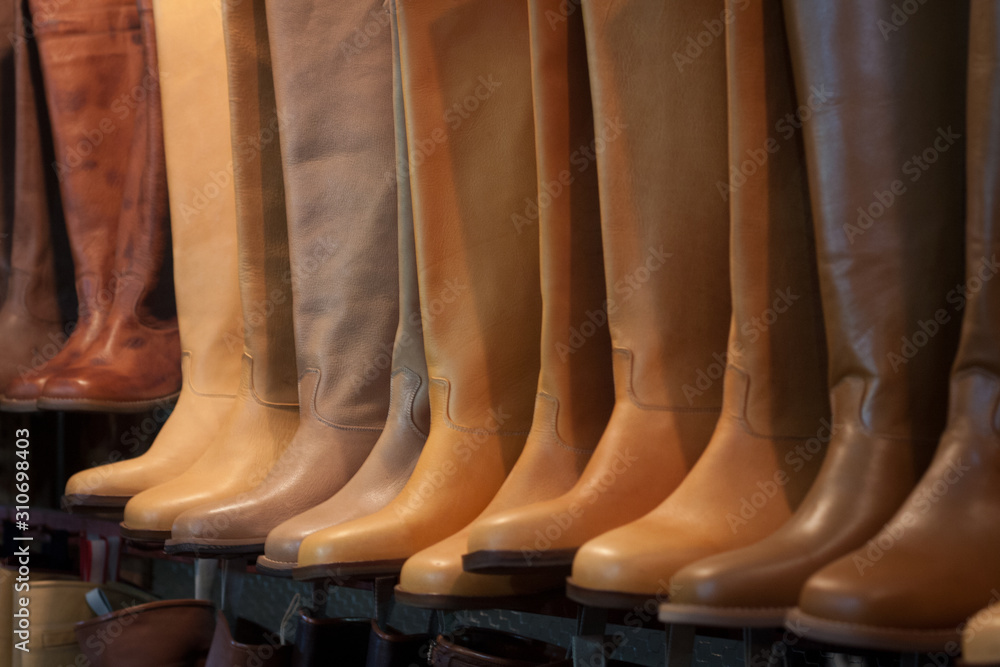 Boots worn by gauchos exposed in a typical costume shop in Rio Grande do Sul Boots worn by gauchos exposed in a typical costume shop in Rio Grande do Sul