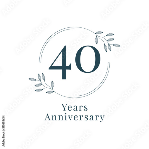 40 Years Anniversary with floral frame template design