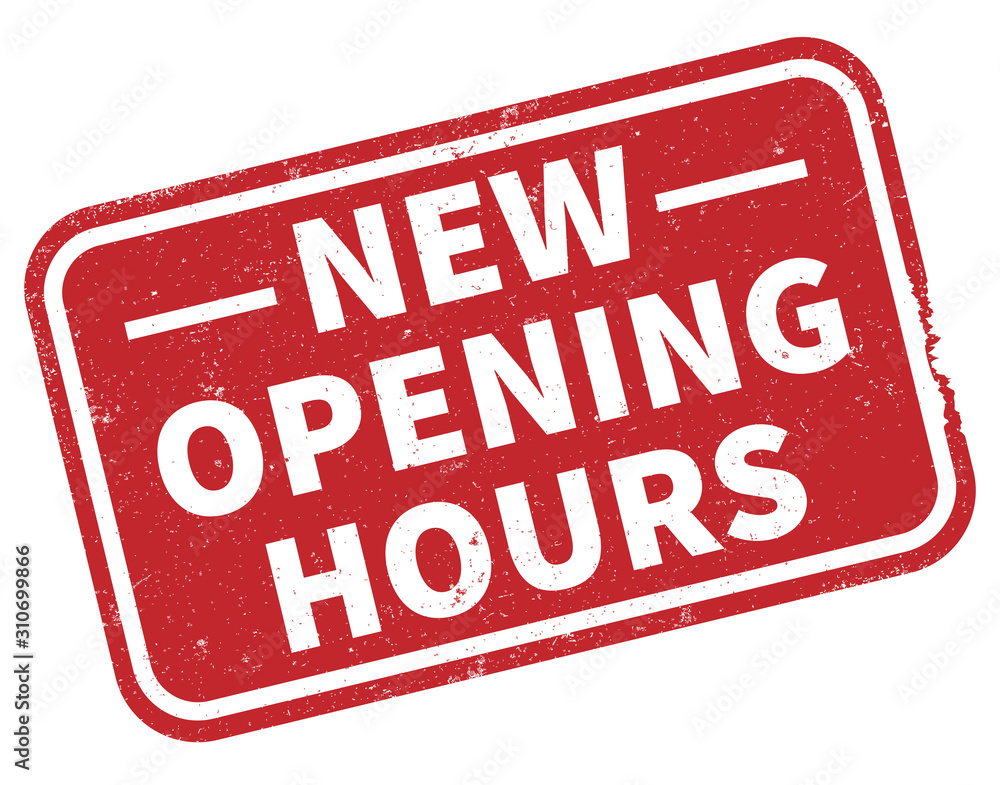 red grungy new opening hours rubber stamp print vector illustration red grungy new opening hours rubber stamp print vector illustration