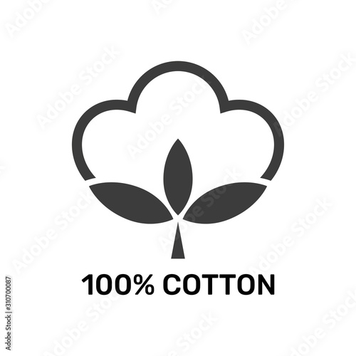 100 percent cotton - web black icon design. Natural fiber sign. Vector illustration. EPS 10