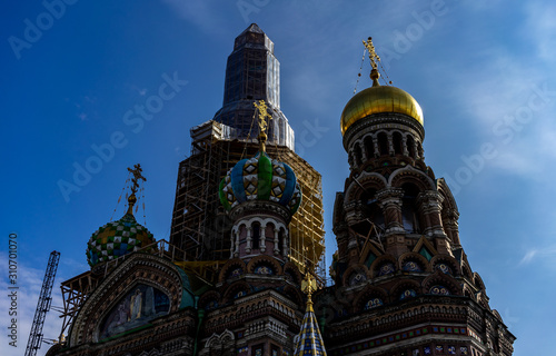 April 18, 2018. St. Petersburg, Russia. The Church of the Savior on Spilled Blood during the restoration.