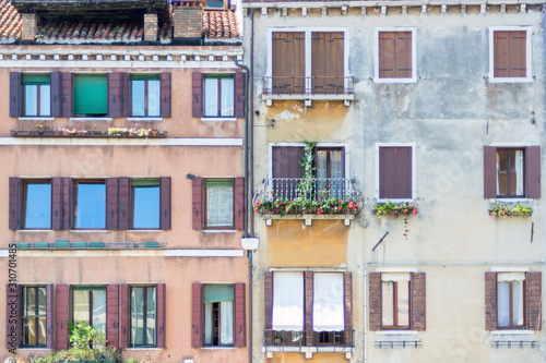 Picturesque facade of a residential building in Venice  Italy