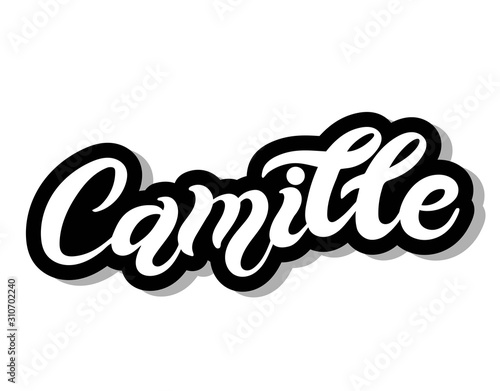 Camille. Woman's name. Hand drawn lettering. Vector illustration. Best for Birthday banner photo