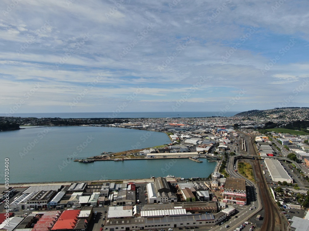 Dunedin, Otago / New Zealand - December 19, 2019: The Majestic Coast View of the Dunedin city and rural areas