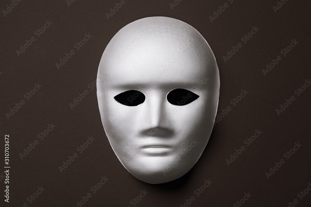 White mask on a dark background, top view White mask on a dark background, top view