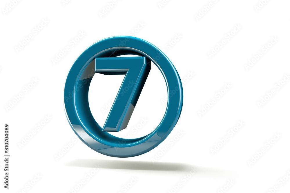 3D illustration number with white background,number 7 3D illustration number with white background,number 7