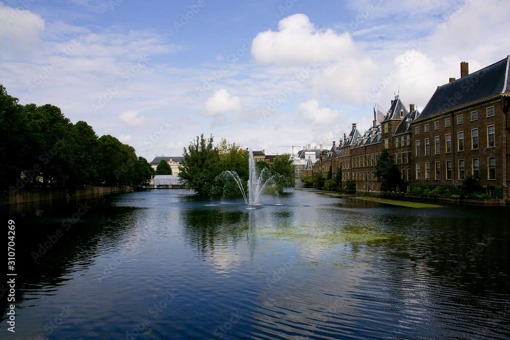The Hague Netherlands Binnenhof with fountain