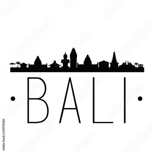 Bali Indonesia. City Skyline. Silhouette City. Design Vector. Famous Monuments.