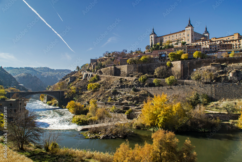 Alcazar de Toledo on the Tagus river, Spain.