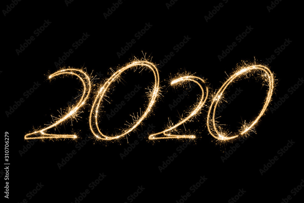 Sparkler new year greeting card on black background Sparkler new year greeting card on black background