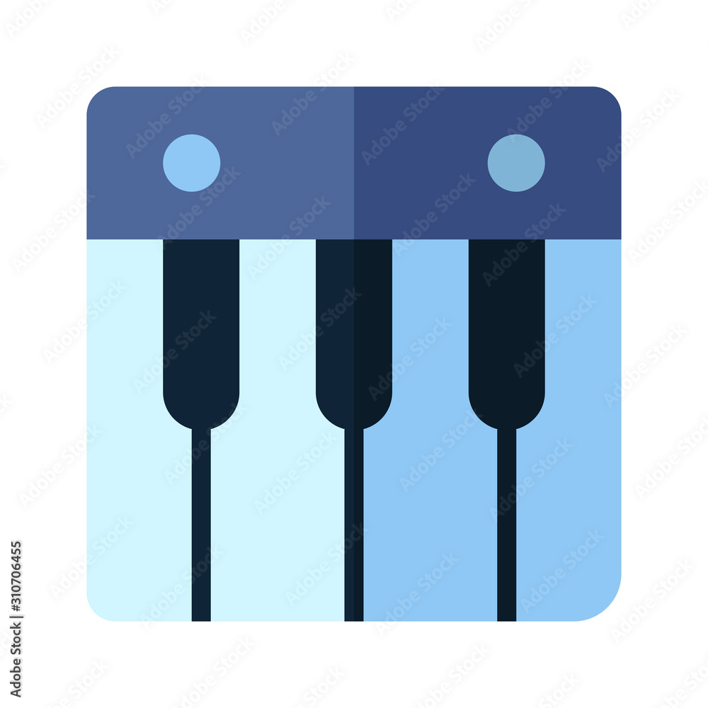 Fototapeta premium Icon music keyboard in flat style. vector illustration and editable stroke. Isolated on white background.