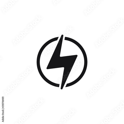 Lightning, electric power vector logo design element. Energy and thunder electricity symbol concept. Lightning bolt sign in the circle. Power fast speed logotype