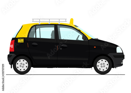 Fototapeta Naklejka Na Ścianę i Meble -   Side view of Indian taxicab. Vector.