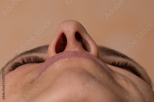 Billede på lærred facial and nasal cleansing: concept of nasal cleansing with natural products