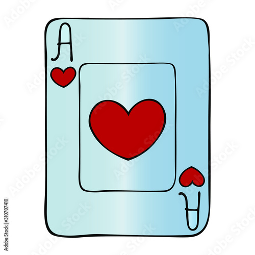 Color illustration of a card playing ace of worms. Face. Divination. Show magic tricks. Play the fool and poker. Gambling