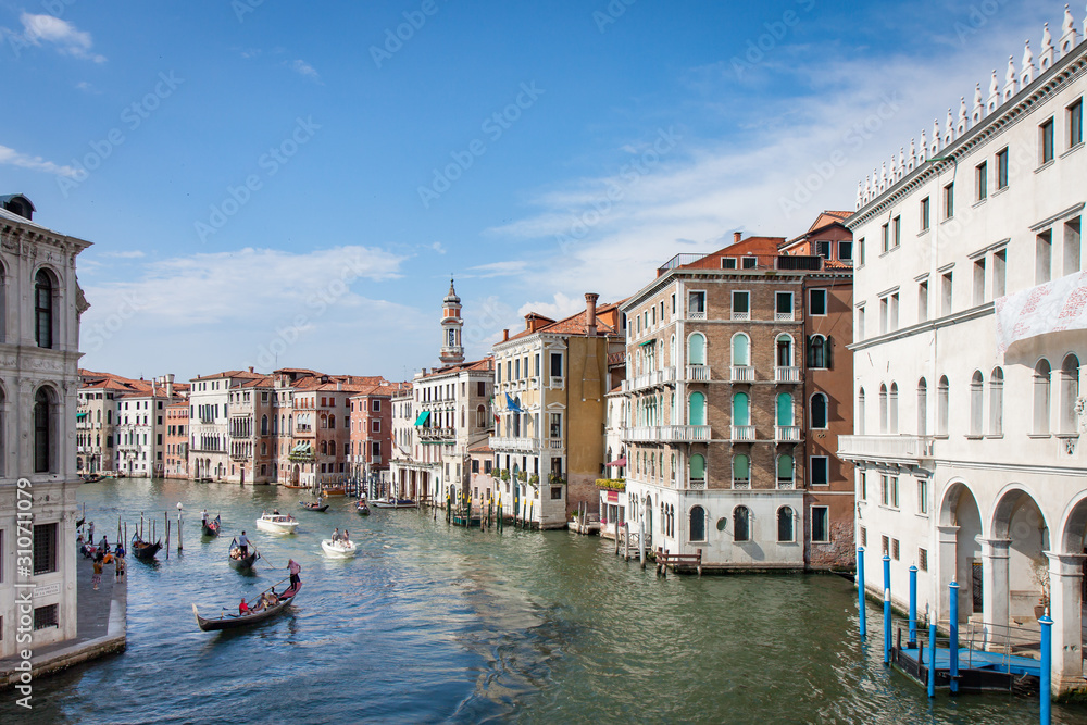 Boats and Buildings Along the Grand Canal in Venice