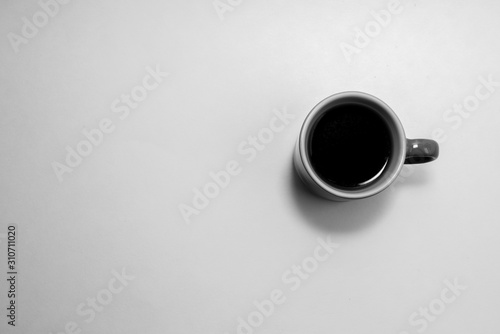 Black and white and white cup of coffee