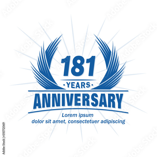 181 years logo design template. 181st anniversary vector and illustration.