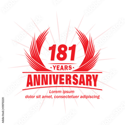 181 years logo design template. 181st anniversary vector and illustration.