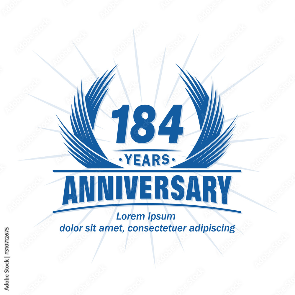 184 years logo design template. 184th anniversary vector and illustration. 184 years logo design template. 184th anniversary vector and illustration.