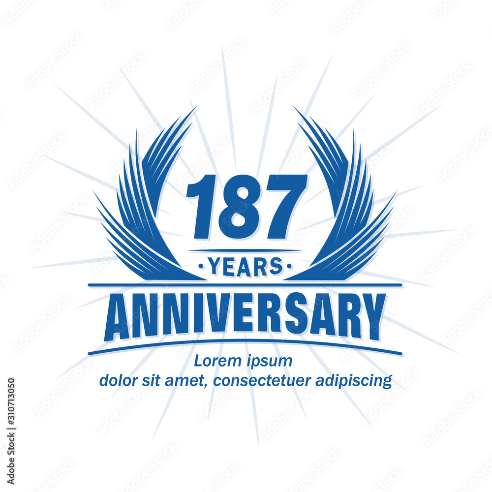 187 years logo design template. 187th anniversary vector and illustration. 187 years logo design template. 187th anniversary vector and illustration.