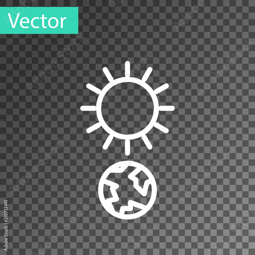 White line Solstice icon isolated on transparent background. Vector Illustration