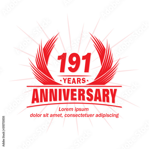 191 years logo design template. 191st anniversary vector and illustration.