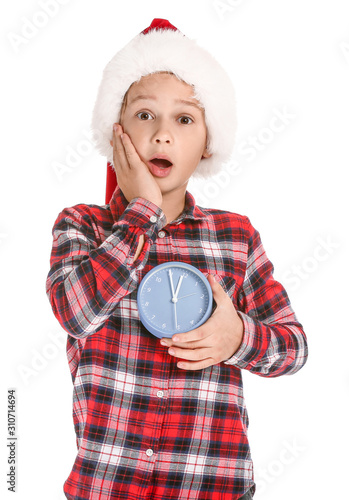 Surprised young boy in sant...