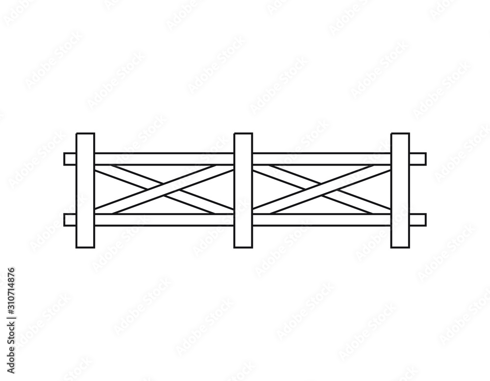 Vector flat outline farm fence isolated on white background Vector flat outline farm fence isolated on white background
