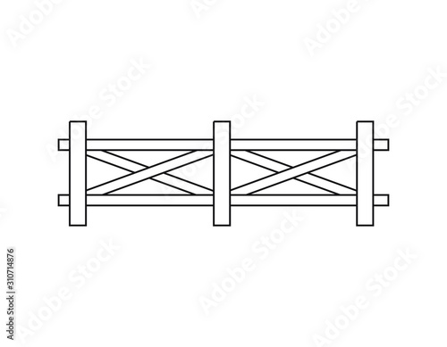 Vector flat outline farm fence isolated on white background