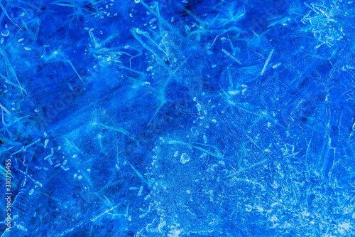 Wallpaper Mural blue texture of an ice surface with pure azure water ,cold snow cryslallized wall background ,winter frozen lake side close up , abstract macro wallpaper Torontodigital.ca