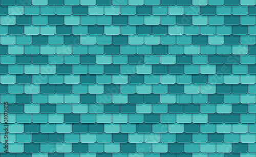 Blue roof tiles seamless pattern