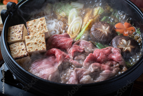 Sukiyaki, japanese famous beef hot pot