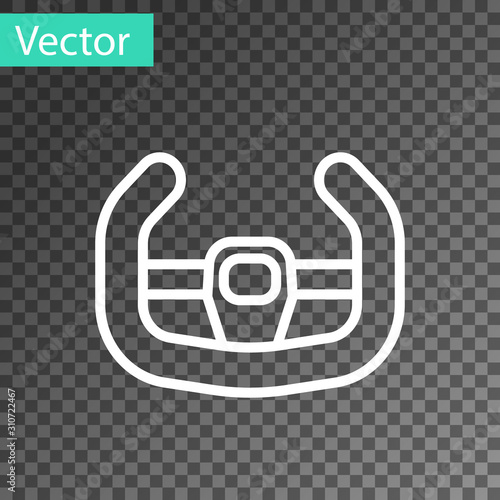 White line Sport steering wheel icon isolated on transparent background. Car wheel icon. Vector Illustration