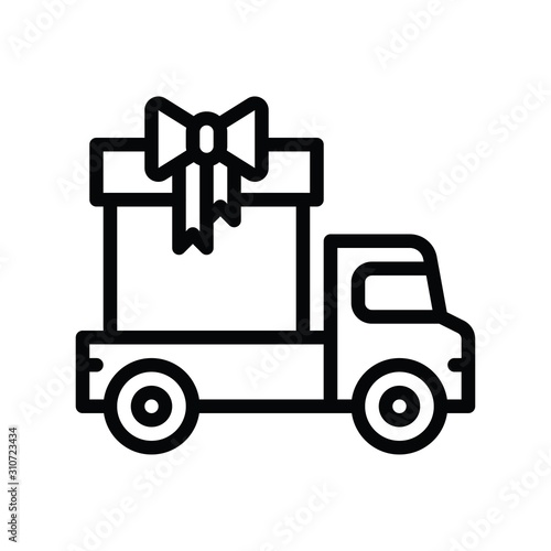 gift box and van related to black friday vector in lineal style