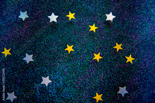 Obraz na płótnie Milky Way and stars on the sky creative. Night sky with stars as a abstract background . Natural compositon at the night time. Milky way on the dark sky at the night time w salonie