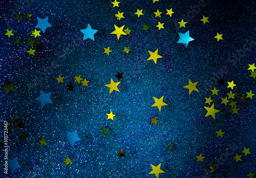 Obraz na płótnie Milky Way and stars on the sky creative. Night sky with stars as a abstract background . Natural compositon at the night time. Milky way on the dark sky at the night time w salonie
