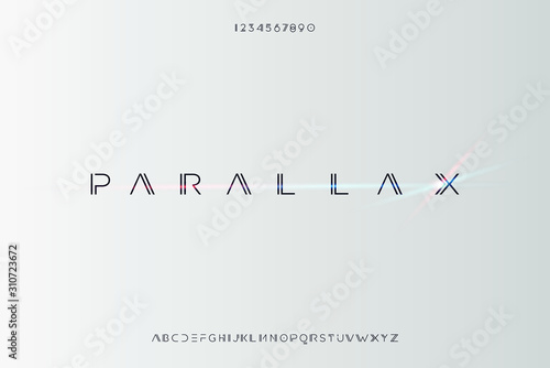 Parallax. Abstract technology futuristic alphabet font. digital space typography vector illustration design