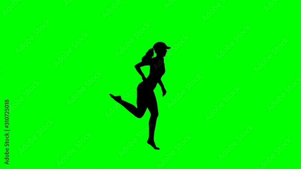 Female hip-hop dancer silhouette on a chroma key green background. Alpha channel is included for easy color/background change. Female hip-hop dancer silhouette on a chroma key green background. Alpha channel is included for easy color/background change.
