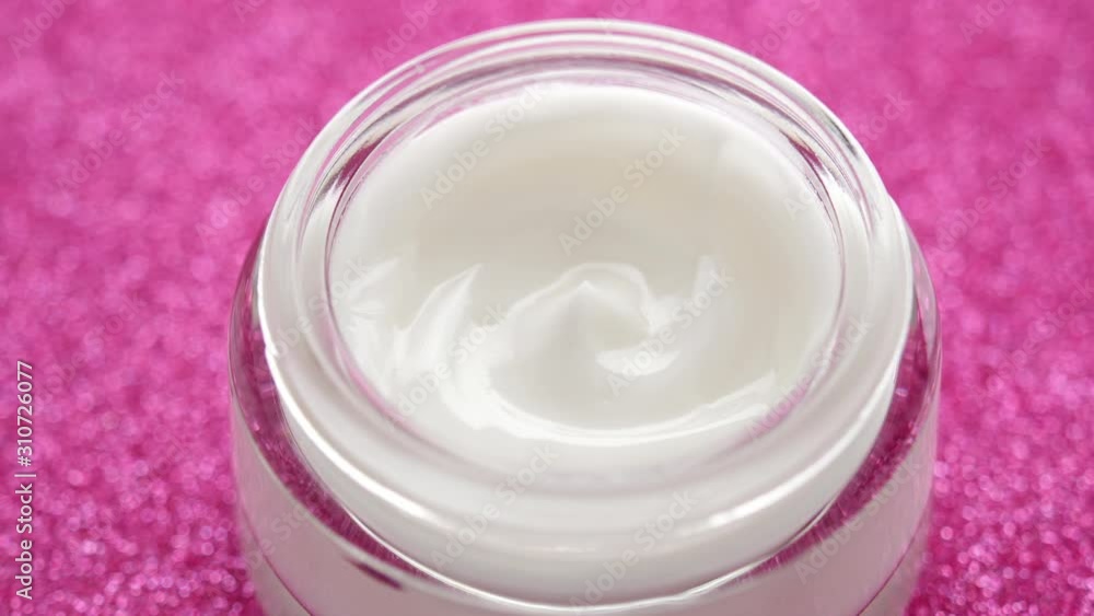 White gentle cosmetic cream. Close-up shot. White gentle cosmetic cream. Close-up shot.