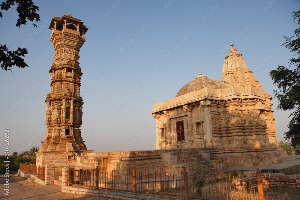 Kirti Stambha and Kalika Mata Temple, Chittorgarh, Rajasthan, India