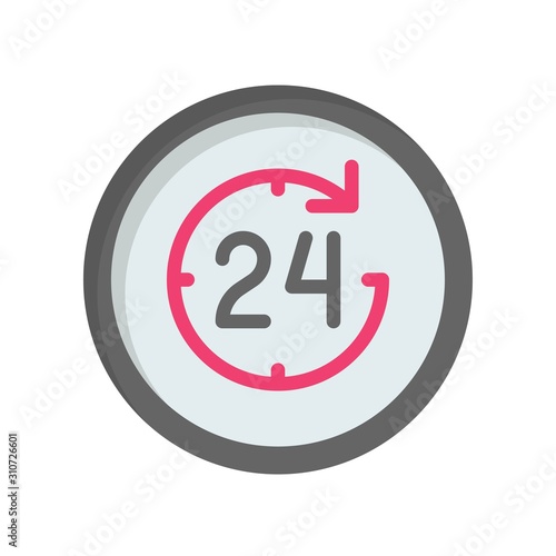 clock circle twenty four hour service vector in flat design
