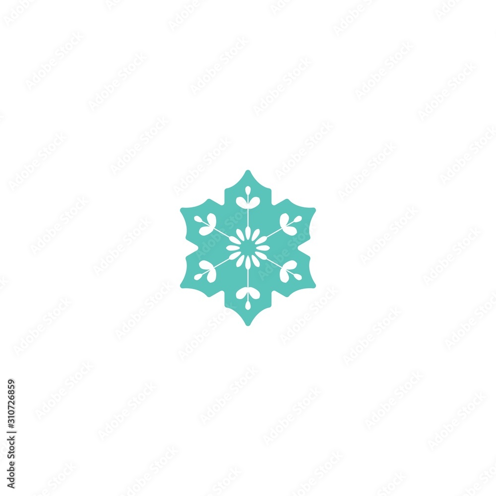 Blue flat snowflake icon isolated on white. New Year pictogram. Vector illustration. Blue flat snowflake icon isolated on white. New Year pictogram. Vector illustration.