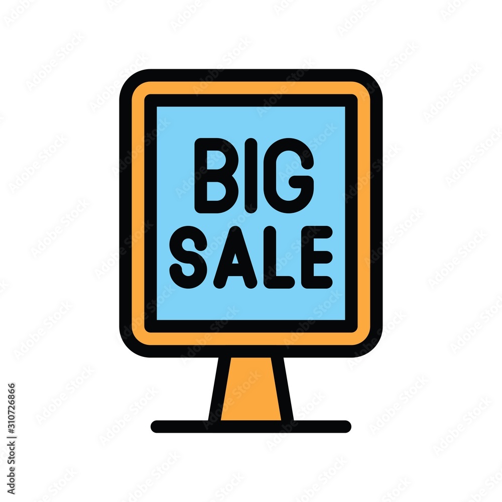 written big sale on stand board or street board vector in filled style written big sale on stand board or street board vector in filled style