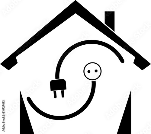 Stromstecker, Stromdose, Haus, Elektriker, Logo, Icon
