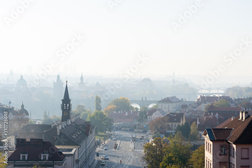 Foggy morning at Prague, roof top 