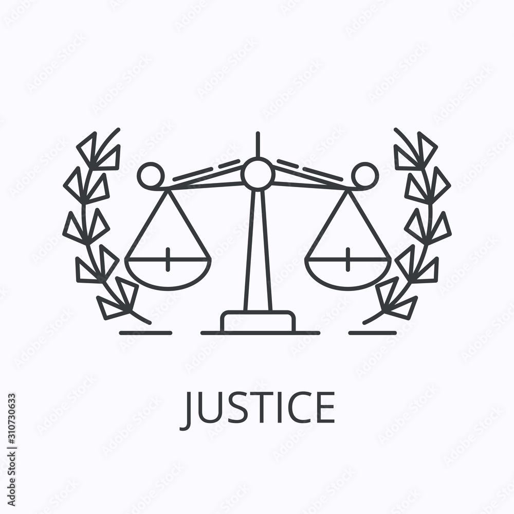 Balance thin line icon. Justice concept. Outline vector illustration Balance thin line icon. Justice concept. Outline vector illustration